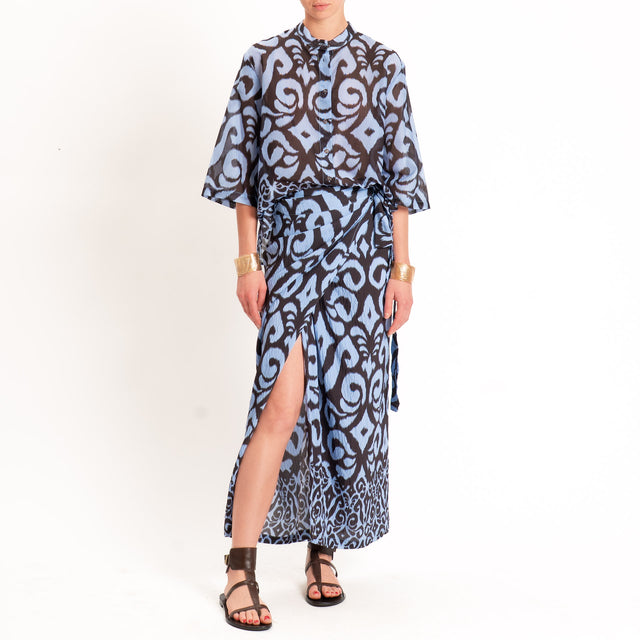 Dixie-Camicia mussola fantasia etnica - celeste/moro