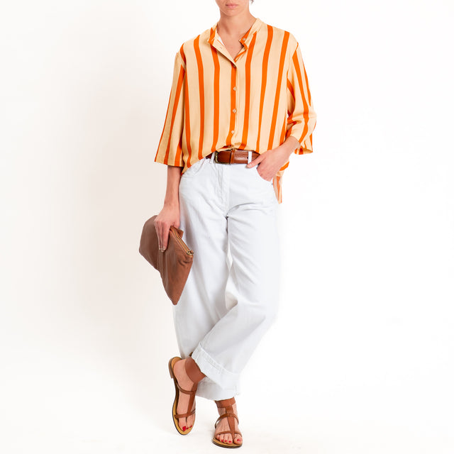 Dixie-Camicia a righe collo coreana - beige/orange