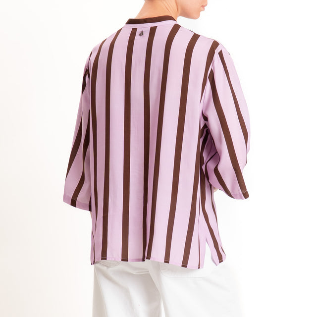 Dixie-Camicia a righe collo coreana - lilla/moro