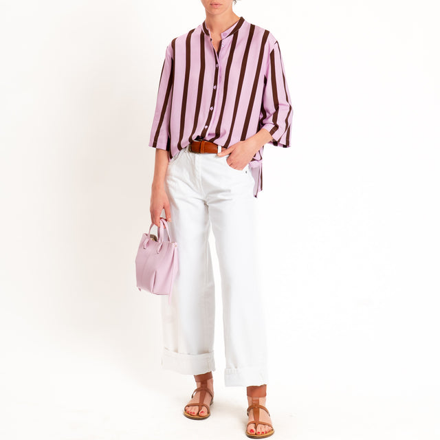 Dixie-Camicia a righe collo coreana - lilla/moro