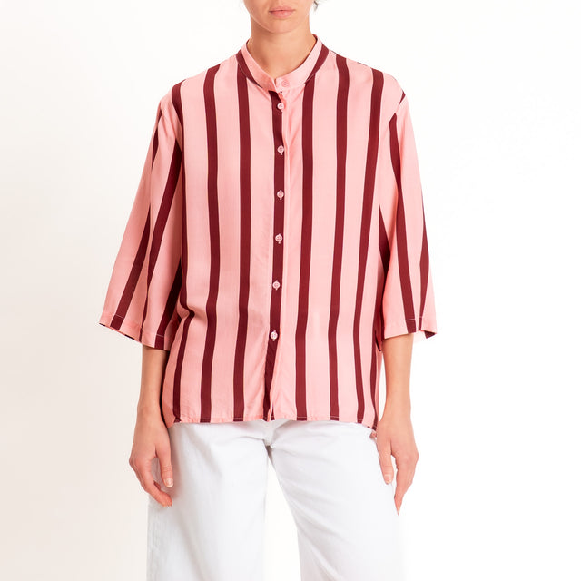 Dixie-Camicia a righe collo coreana - rosa/vino