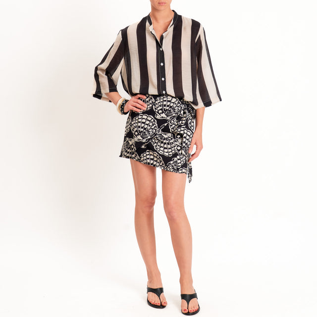 Dixie-Camicia a righe collo coreana - sand/nero