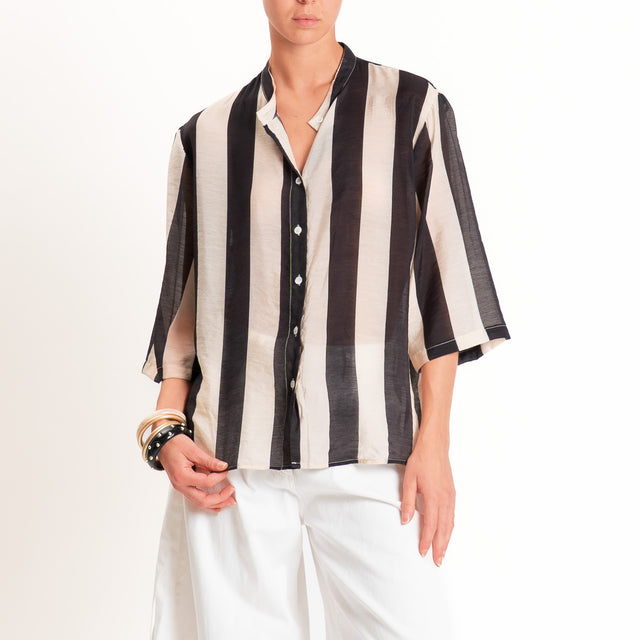 Dixie-Camicia a righe collo coreana - sand/nero