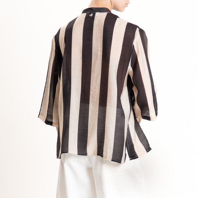 Dixie-Camicia a righe collo coreana - sand/nero