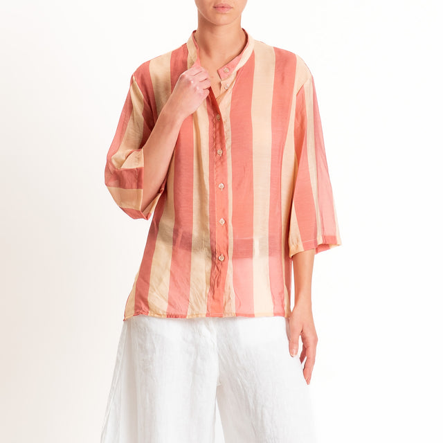 Dixie-Camicia a righe collo coreana - beige/pink