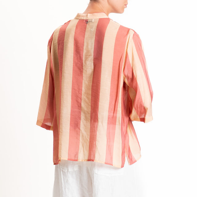 Dixie-Camicia a righe collo coreana - beige/pink