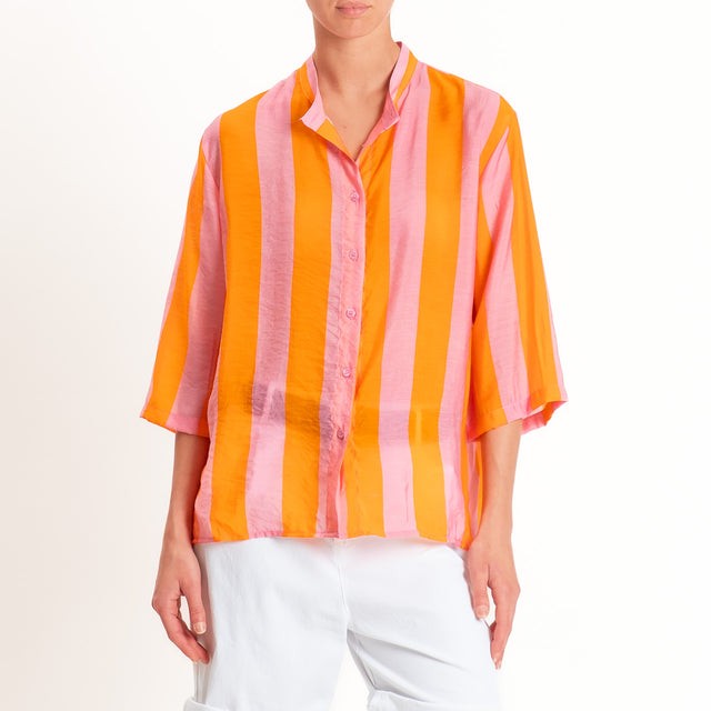 Dixie-Camicia a righe collo coreana - rosa/arancio