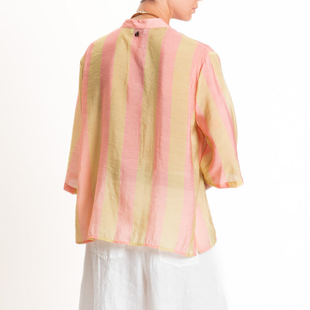 Dixie-Camicia a righe collo coreana - rosa/pistacchio