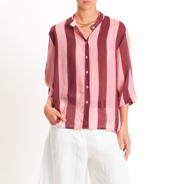 Dixie-Camicia a righe collo coreana - rosa/bordeaux
