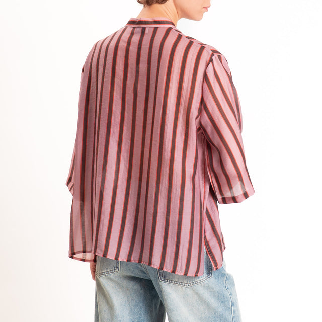 Dixie-Camicia mussola a righe - mauve/moro