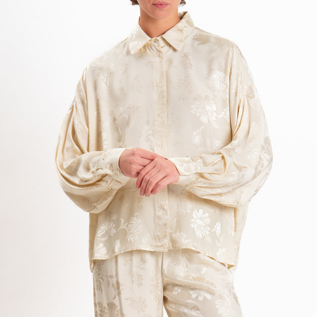 Dixie-Camicia satin floreale - burro
