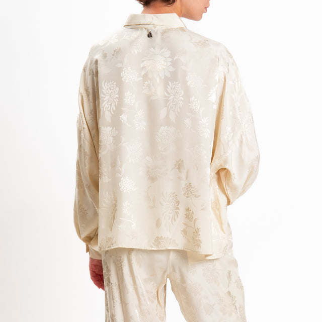 Dixie-Camicia satin floreale - burro