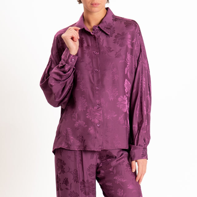 Dixie-Camicia satin floreale - malva