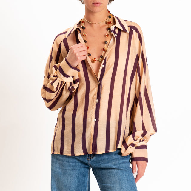 Dixie-Camicia a righe manica palloncino - peach/bordeaux