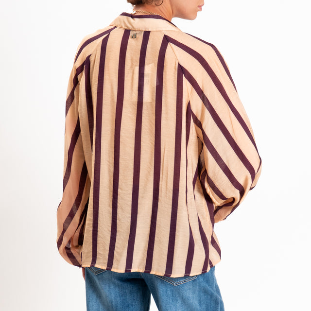 Dixie-Camicia a righe manica palloncino - peach/bordeaux