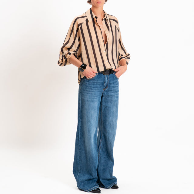 Dixie-Camicia a righe manica palloncino - nero/peach