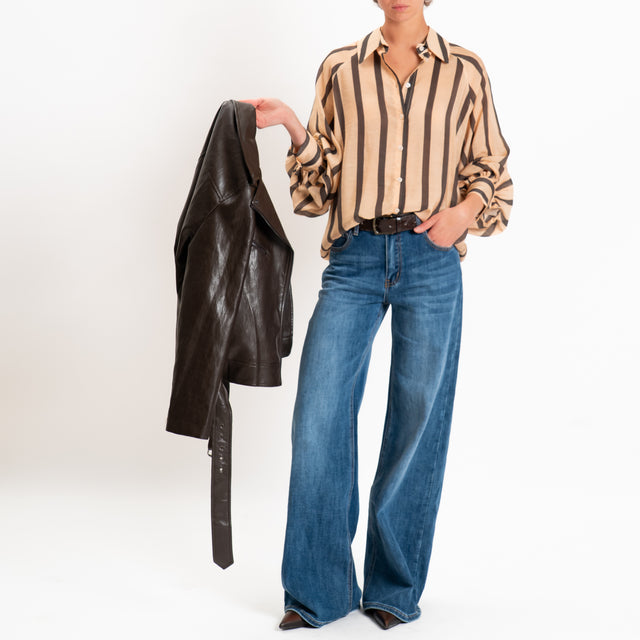 Dixie-Camicia a righe manica palloncino - peach/moro