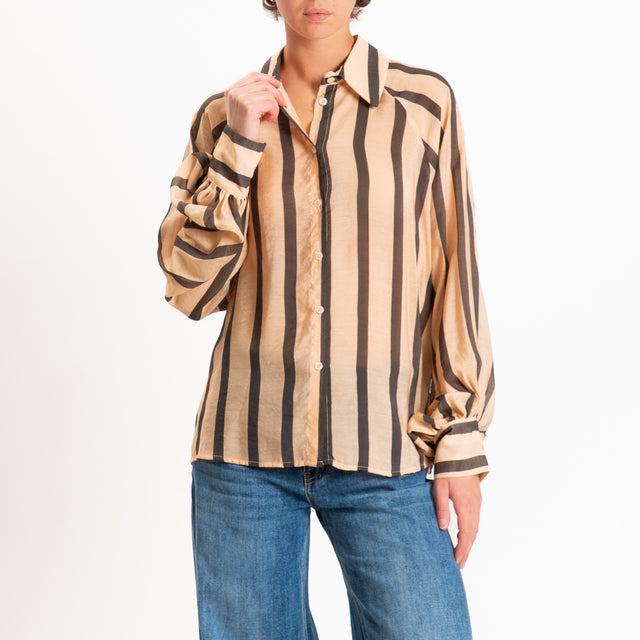 Dixie-Camicia a righe manica palloncino - peach/moro