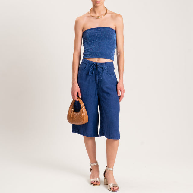 Dixie-Bermuda lino stone wash - Blu