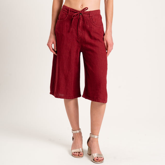 Dixie-Bermuda lino stone wash - rosso india