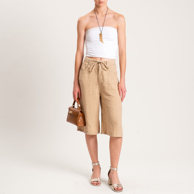 Dixie-Bermuda lino stone wash - Beige