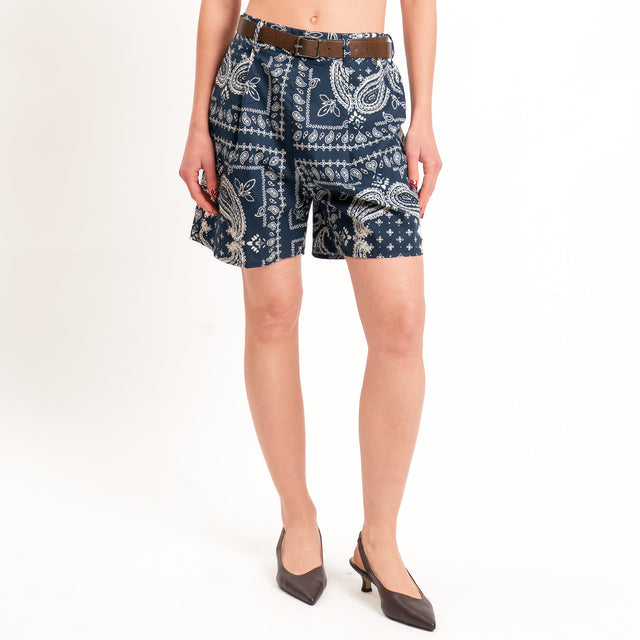 Dixie-Shorts fantasia bandana elastico dietro - blu