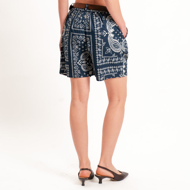 Dixie-Shorts fantasia bandana elastico dietro - blu