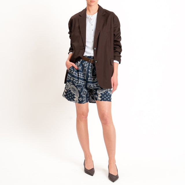 Dixie-Shorts fantasia bandana elastico dietro - blu