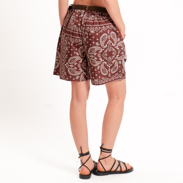 Dixie-Shorts fantasia bandana elastico dietro - Bordeaux
