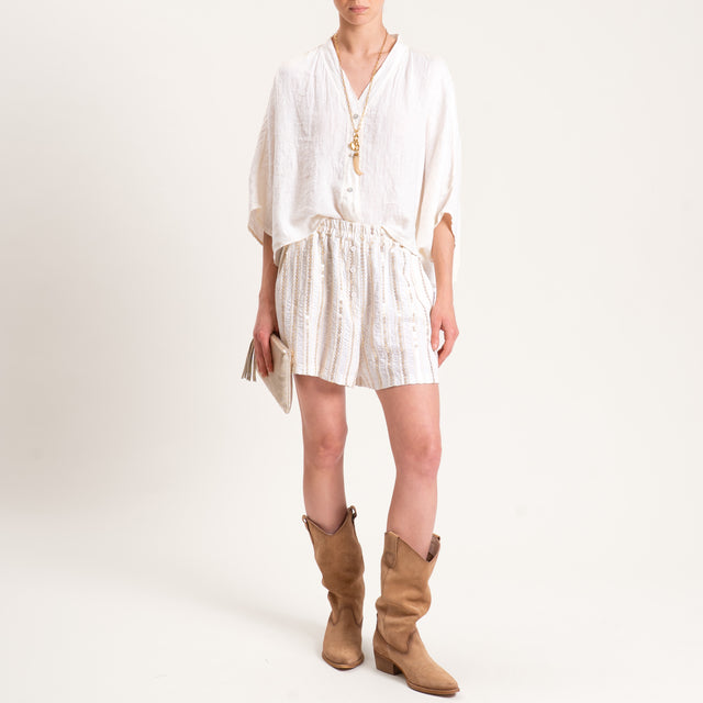 Dixie-Shorts elastico in vita con paillettes - burro