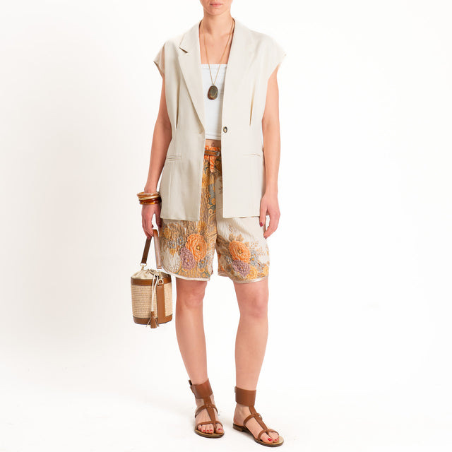 Dixie-Shorts fantasia floreale elastico in vita - sand/orange/beige