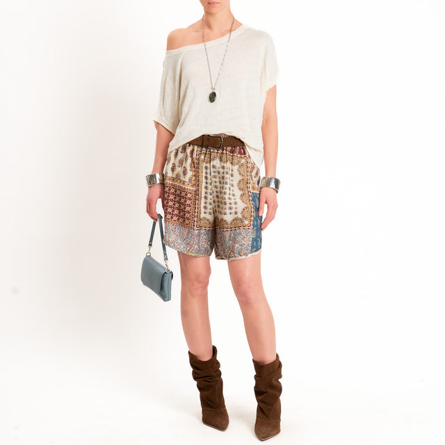 Dixie-Short sfantasia cashmere - sand/india/avio