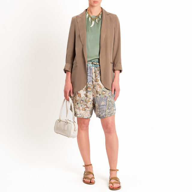 Dixie-Shorts fantasia floreale elastico in vita - burro/beige/salvia