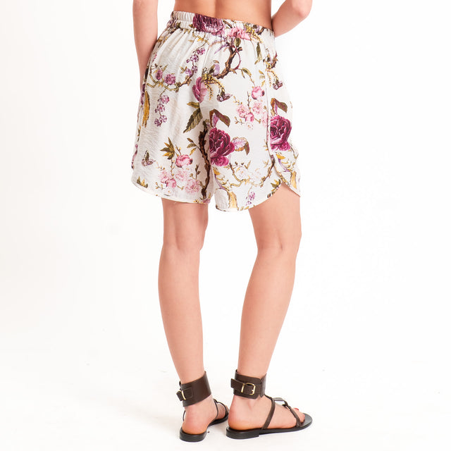 Dixie-Shorts fantasia floreale elastico in vita - burro/rosa/militare