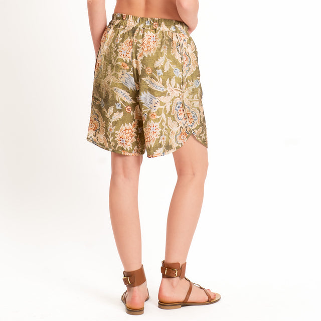 Dixie-Shorts fantasia floreale elastico in vita - verde/beige/jeans