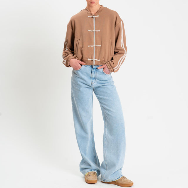 Dixie-Bomber mandarin in felpa bande laterali - cammello