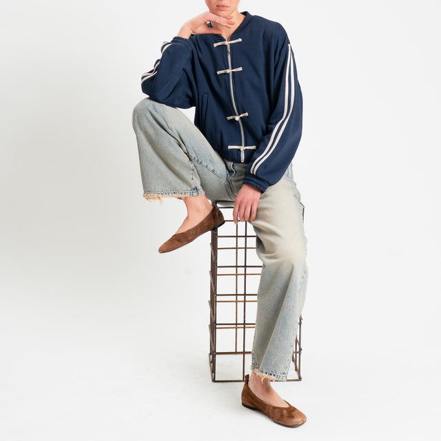 Dixie-Bomber mandarin in felpa bande laterali - blu