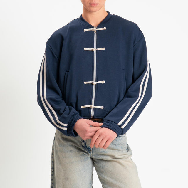 Dixie-Bomber mandarin in felpa bande laterali - blu