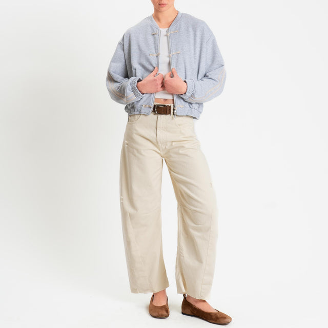 Dixie-Bomber mandarin in felpa bande laterali - grigio