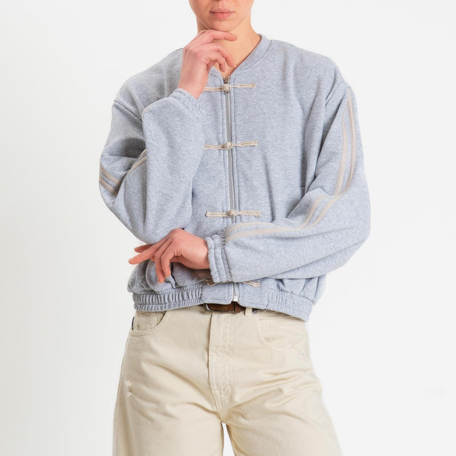 Dixie-Bomber mandarin in felpa bande laterali - grigio