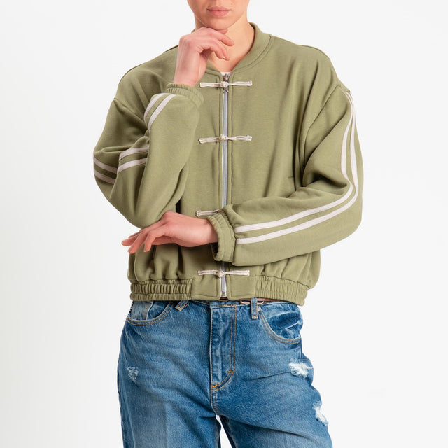 Dixie-Bomber mandarin in felpa bande laterali - salvia