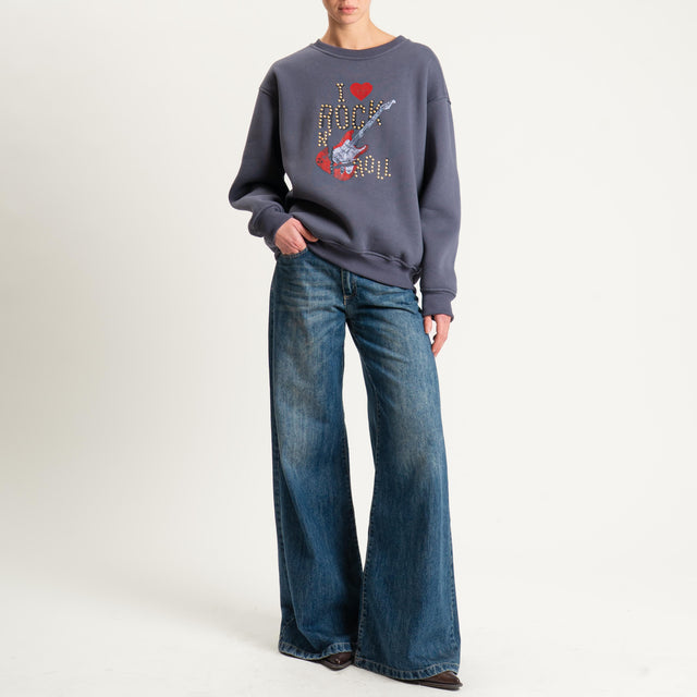 Dixie-Felpa heavy neoprene "I LOVE ROCK N' ROLL" - piombo
