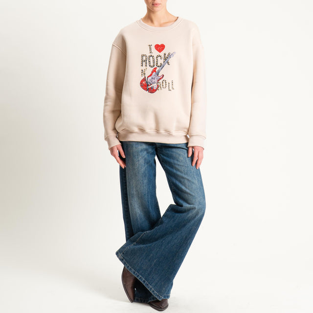 Dixie-Felpa heavy neoprene "I LOVE ROCK N' ROLL" - beige