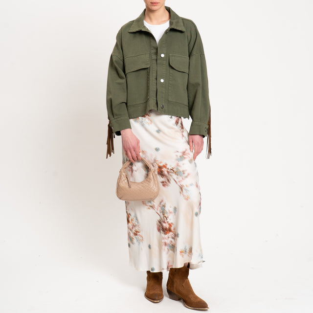 Dixie-Gonna satin fantasia floreale - burro/coccio/azzurro