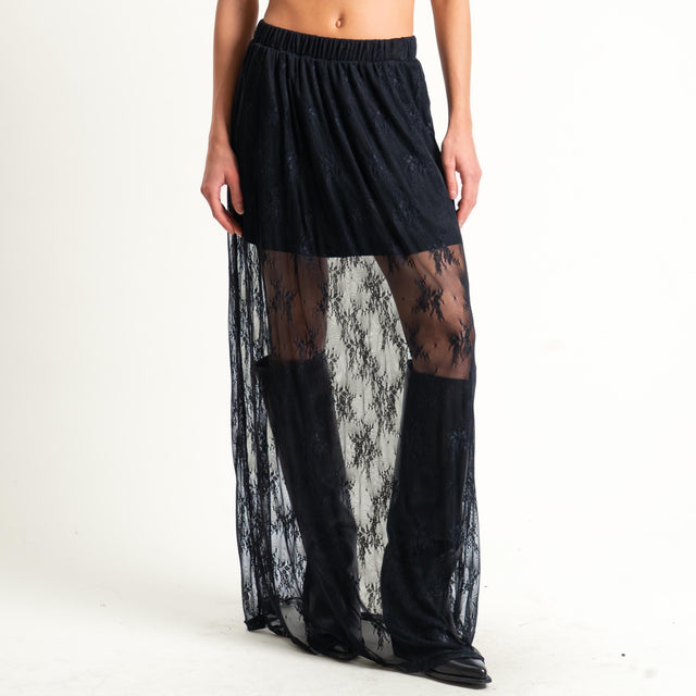 Dixie-Gonna in pizzo elastico in vita - nero