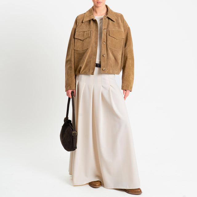 Dixie-Gonna pieghe con cintura - panna