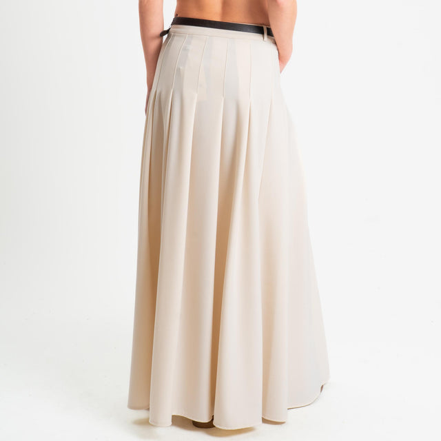 Dixie-Gonna pieghe con cintura - panna