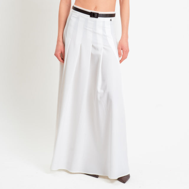 Dixie-Gonna pieghe con cintura - bianco