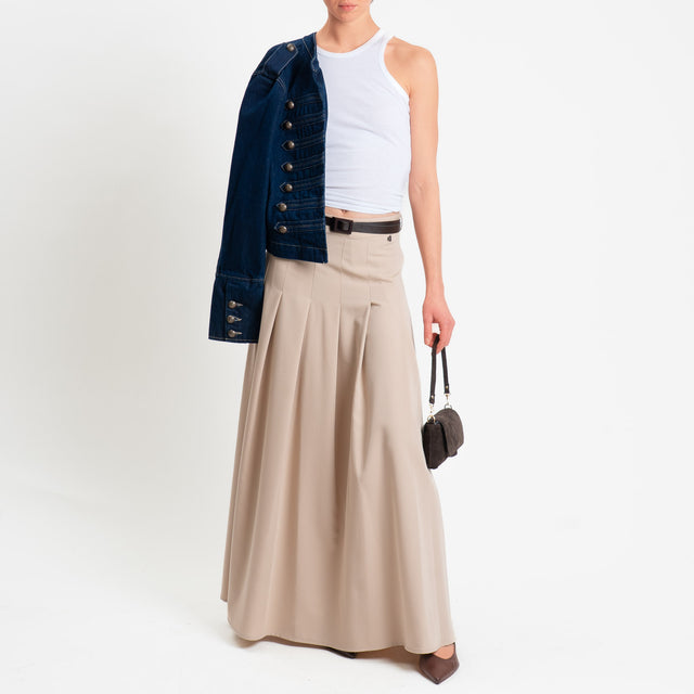 Dixie-Gonna pieghe con cintura - tortora