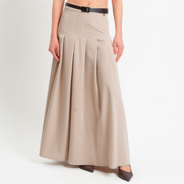 Dixie-Gonna pieghe con cintura - tortora